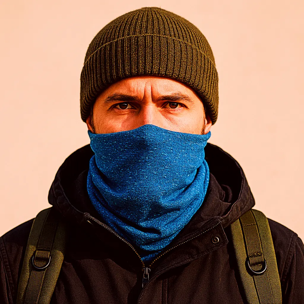 prepper with snood and beanie
